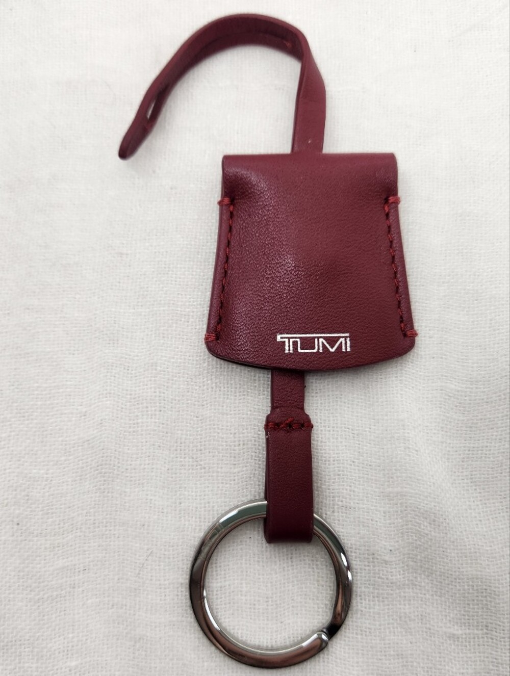 Tumi Red Leather Keychain Key Fob